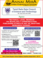 Two Day National Level Seminar on Scholarly Communication Publishing Ethics and art of Drafting Research Paper 2025 National level Seminar Poster